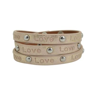 China New Fashion Adjustable Multi Layer Size Simple Leather Embossed Love Bracelet for sale