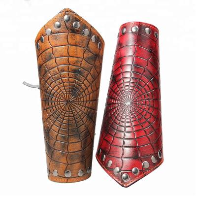 China Metal and Leather Punk Women Men Cobweb Embossed Leather Wrist Support Costume Drama Actors for sale