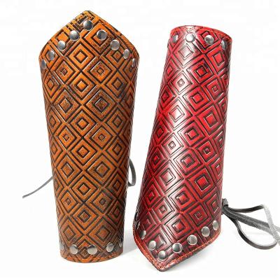 China Leather men's metal and metal rivets leather embossed genuine leather wrist support of costume game for sale