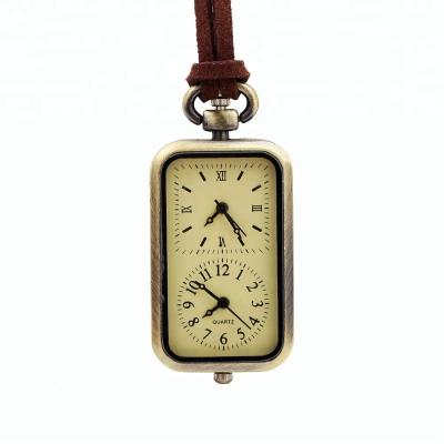 China Retro Antique Minimalist Mini Pocket Watch Necklace Arabic Numeral Roman Numeral Pocket Watch Bronzed Double Cycle Time for sale