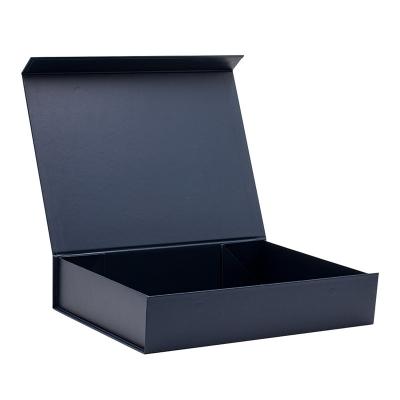 China Recycled Materials Custom Black Rectangle Cardboard Logo Gift Case Packaging Storage Empty Watch Folding Magnetic Box for sale