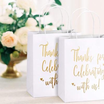 China Biodegradable Christmas Baby Shower Wedding Party Decoration Kraft Paper Bag With Handle Cookie Candy Gift Packaging Bags for sale