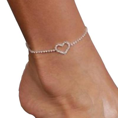 China Fashionable Jewelry Factory Hiphop Booty Direct Supply Hiphop Style Iced Out Bling Bling Heart Women's Anklets for sale