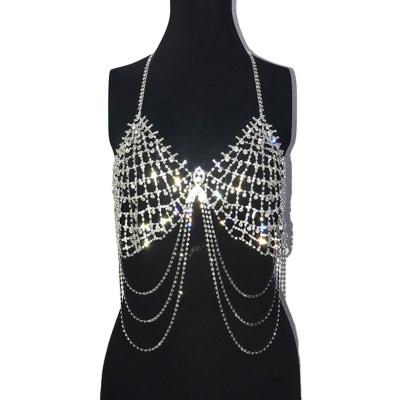 China High Quality Bling Bling Iced Out Hiphop Dope Jewelry Wholesale Outlet Fringe Chest Chain Sexy Body Chain for sale