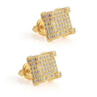 China Best Selling Classic Hiphop Style Bling Trendy Mens Womens Bling Iced Out Zircon Stud Earrings for sale