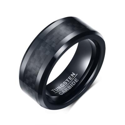 China Trendiest Product Hiphop Jewelry Men's High Quality Dope Tungsten Carbide Black 8mm Ring for sale