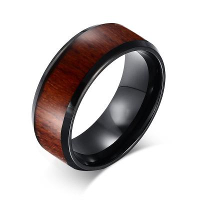 China Hiphop Wholesale Unique Design Men's 8mm Sleeve Tungsten Carbide Wood Ring for sale