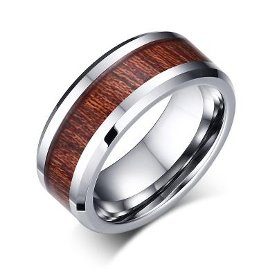 China The Most Wholesale Product Hiphop Hiphop Style Men's Fashionable High Quality Tungsten Carbide Wood Ring for sale