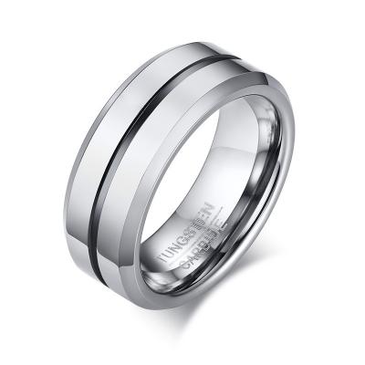 China Fashionable High Quality Men's Hiphop Personality Unique Design Hiphop Women's 8mm Tungsten Carbide Ring Style for sale