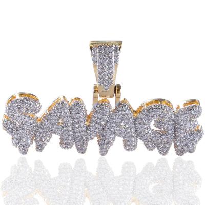 China Hiphop Rapper Trend Necklace WILD Personality Micro-encrusted Zircon English Letter Pendant Necklace for sale