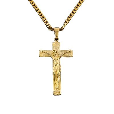 China Latest Hot Sale Hiphop Stainless Steel Style Iced Out Crucifix Jesus Cross Pendant Necklace for sale