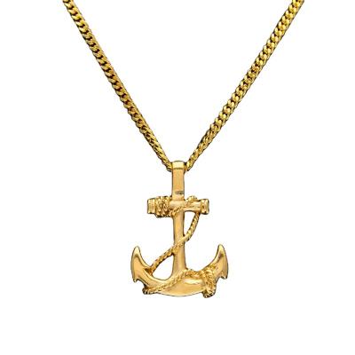 China Unique Hiphop Design Dope Jewelry Mens Stainless Steel Anchor Navy Pendant Necklace for sale