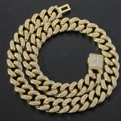 China Hiphop Booty Jewelry Hip Hop Bling Bling Necklace 15mm Men Pave Restrictor Chain Iced Out Restrictor Chain Necklace for sale