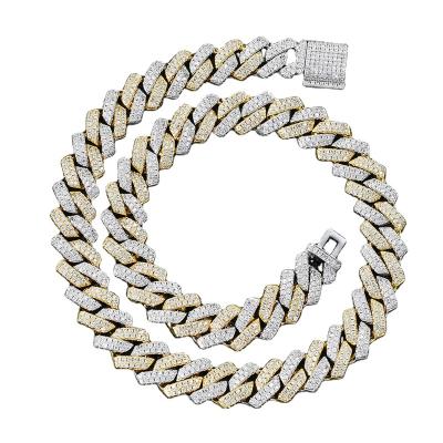 China High Quality 14mm Bling Bling Hip Hop Booty Jewelry Hip Hop 2 Row Restrictor Chain Pave Iced Out Restrictor Chain Necklace for sale