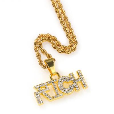 China Wholesale Jewelry Mens Hiphop Booty Women Outlet High Quality Bling Bling Letter Iced Out Pendant Necklace for sale