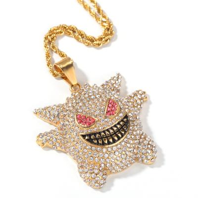 China Hiphop Hottest Product Dope Jewelry Mens Stainless Steel High Quality Cartoon Gengar Pendant Necklace for sale