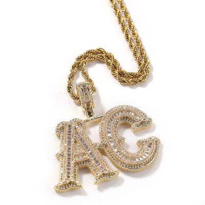 China High Quality Jewelry Men's Hiphop Booty Women's Bling Bling Iced Out Zircon Letter Pendant Necklace for sale