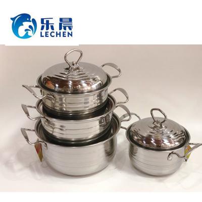 China Sustainable Stainless Steel Cookware Sets Pot Sets Casserole Soup Pot Set Stock Pot 4pcs/3pcs for sale