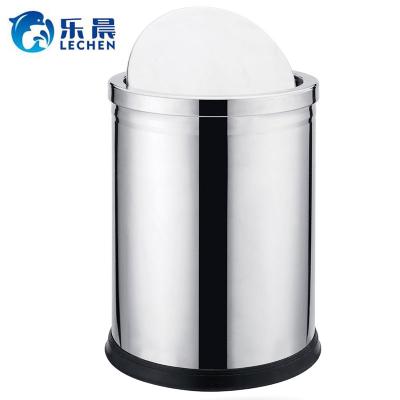 China Stainless Steel Sustainable Waste Bin With Lid Kitchen Waste Trash Can Commercial Flip Bucket for sale