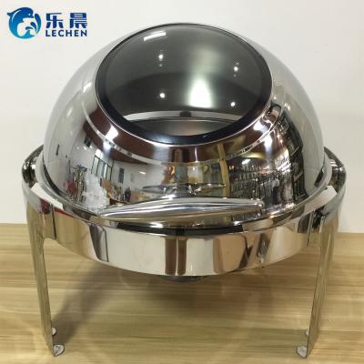 China Simple Functional Stainless Steel Round Chafing Dish Oven Restaurant Round Shake Visual Food Warmers Shake Tray for sale