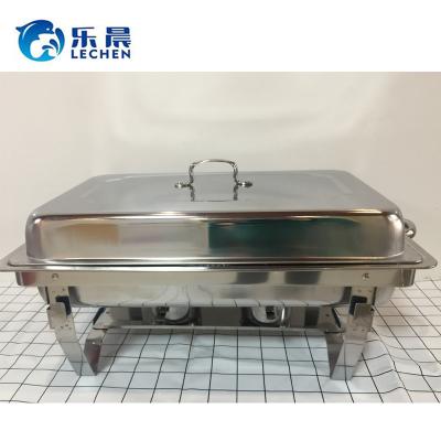 China Simple Functional Stainless Steel Oven Restaurant Kitchen Folding Buffet Food Warmer Chafing Dish Container Buffet Tray for sale