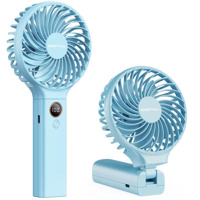 China Portable Rechargeable Outdoor Travel Folding Foldable 4000 Mah Mini Rechargeable Fan for sale