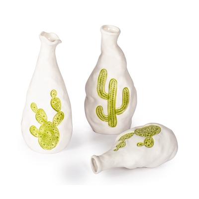 China Irregular Shaped Creative Custom Matte Ceramic Vase Vase Pattern Minimalist GuYao Cactus Luxury Home Decoration for sale