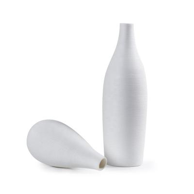 China Minimalist GuYao Vase White Ceramic Vases Sample Chinese Ceramic Decorative Linear Pattern Design Vases Room for sale