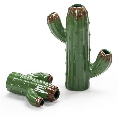 China GuYao Style Modern Ceramic Vase Minimalist Pearl Chandelier Vase Nordic Green Ceramic Vase Shaped Cactus Creativity for sale