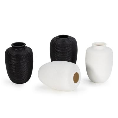 China Minimalist GuYao style ceramic vase minimalist little by little Nordic black and white striped ornamental vase for sale