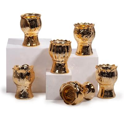 China GuYao handmade handmade lotus ceramic candlestick decorated with gold powder fashion candlestick for sale