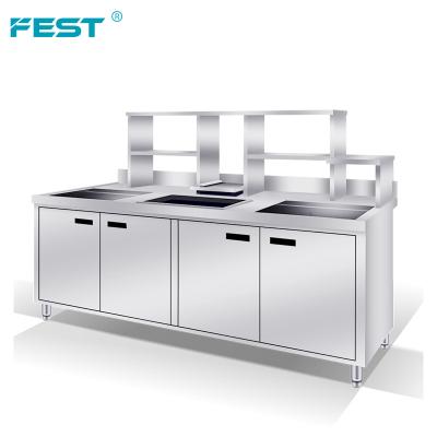 China Commercial Restaurnts Milk Tea Shop Cabinet Bar Counter Cocktail Station Stainless Steel Sink Water Bar Work Table Bubble Tea Counter for sale