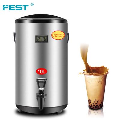 China Beverage Packaging FEST Hot&cold Tea 10l Thermos Warmer Stainless Heat Insulation Barrel For Bubble Tea 2 Gallon Storage Drum for sale