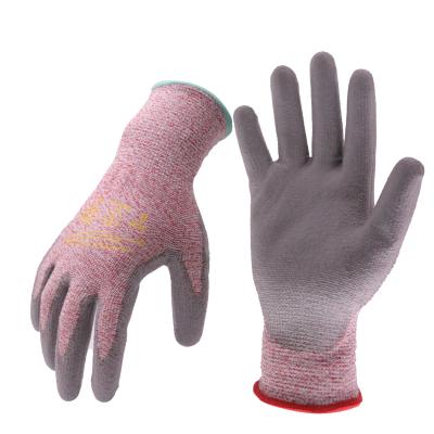 China HANDLANDY Factory Supply Durable CE Level D Gray Palm Coated PU ANSI Cut 5 Resistance Anti Cut Working Gloves for sale