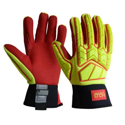 China Breathable fashion HDD tpr gloves work safety cut resistant impact high impact oil and gas oil and gas gloves for sale