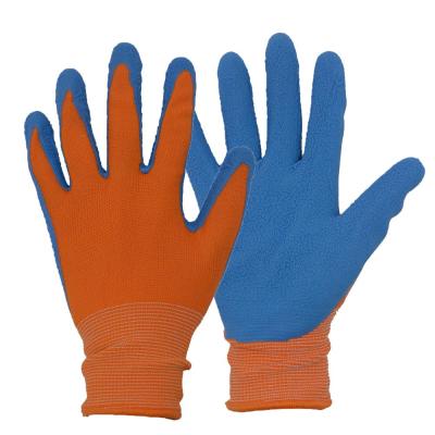 China Puncture Resistant/Beathable/HDD Anti-Slip In Stock Supplier Blue Knitted Wrinkle Gloves Garden School Work Kids Latex Gloves for sale