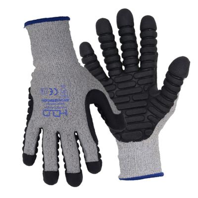 China HANDLANDY Best Flexible Selling 13G Anti Labor Gloves Cut Dipping Gloves Work Glove Strip Coated Rubber Cut Level 4 for sale