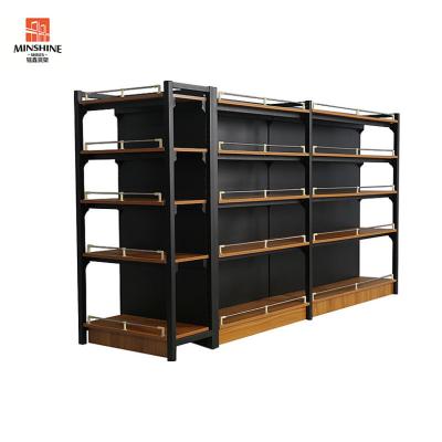 China Professional Manufacturer Steel-Wood Combination Shelves Single Side 5 Layer Supermarket Shelf for Supermarket Equipment for sale