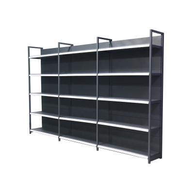 China 5 layers supermarket shelf single side price best steel material and light duty style wood and steel gondola display shelves shelving for shopping for sale