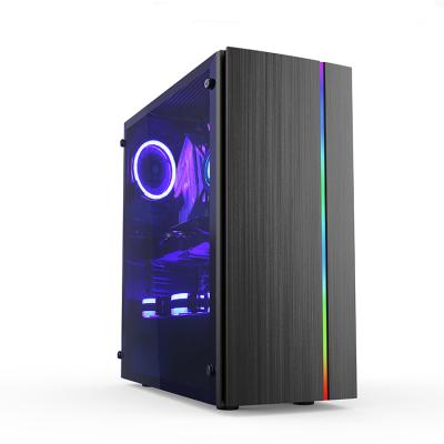 China With Fan Gaming PC Casing ATX ARGB Computer Case Tower Strips PC Case for sale