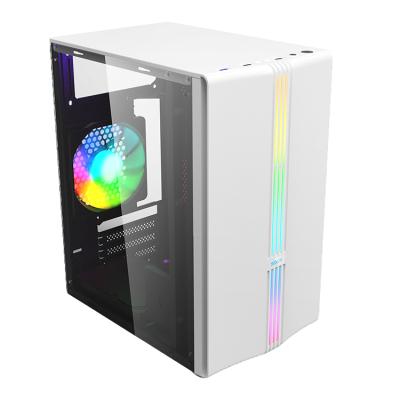 China With Black/White Tempered Cool Modern Special Casing Case Desktop Computer Fan Game PC For Game for sale