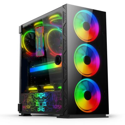 China With Fan Micro Gaming PC Gamer Desks Gaming Computer Case PC With Tempered Glass for sale