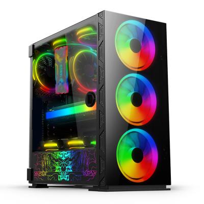 China With Fan Cabinet Gabinete Computer Case And Acrylic Tower Tempered Glass RGB Gaming Desktop PC CPU Computer Case for sale