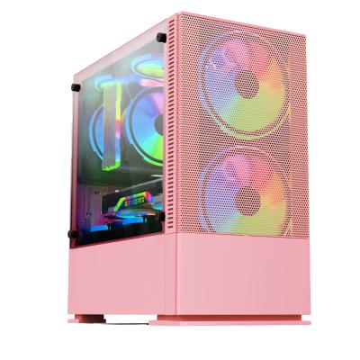 China With fan computer cases and custom computer towers/white/black desktop hardware desktop atx pc gaming pink case for sale