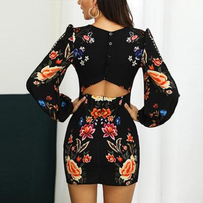 China Wholesale New 2022 Viable Spot Women's Border Electricity To Suit On One Size Long Sleeve Printed Dress for sale