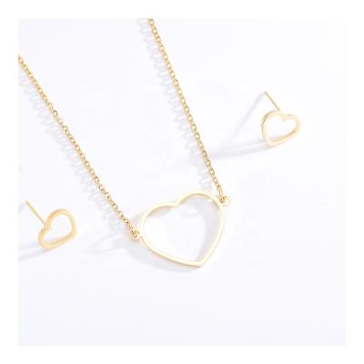 China ST10042 Fashion Shape Stainless Steel Jewelry Heart Circle Necklaces With Earrings For Women Jewelry Sets for sale