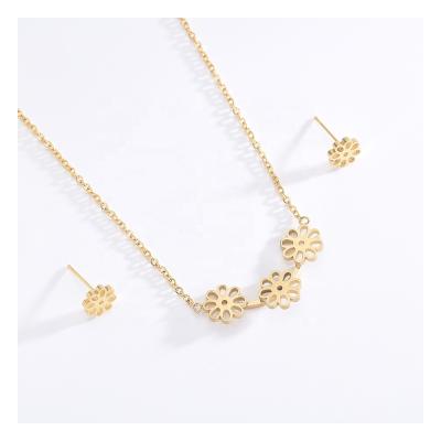 China ST11062 Fashion Top One Funny Fashion Flower Jewelry Design Korean Simple Stainless Steel Jewelry Set Women for sale