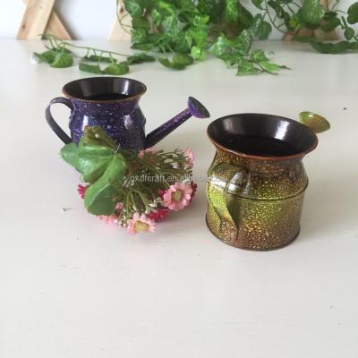 China Chinese Style Metal Succulent Planters Mini Herb Flower Planter Metal Watering Can Succulent Pot for sale