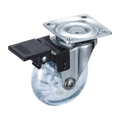 China With Brake Without Brake Transparent Furniture PU Locking Caster Wheel for sale