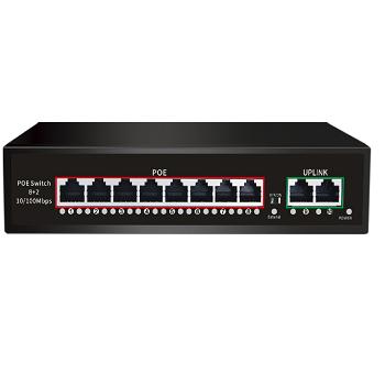 China POE 10 Ports PoE Switch 8 x 100M PoE Ports 2 x 100M Uplink PoE Ports for CCTV Camera for sale